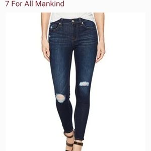 7 For All Mankind Gwenevere Distressed Mid-Rise Jeans, Size 27
